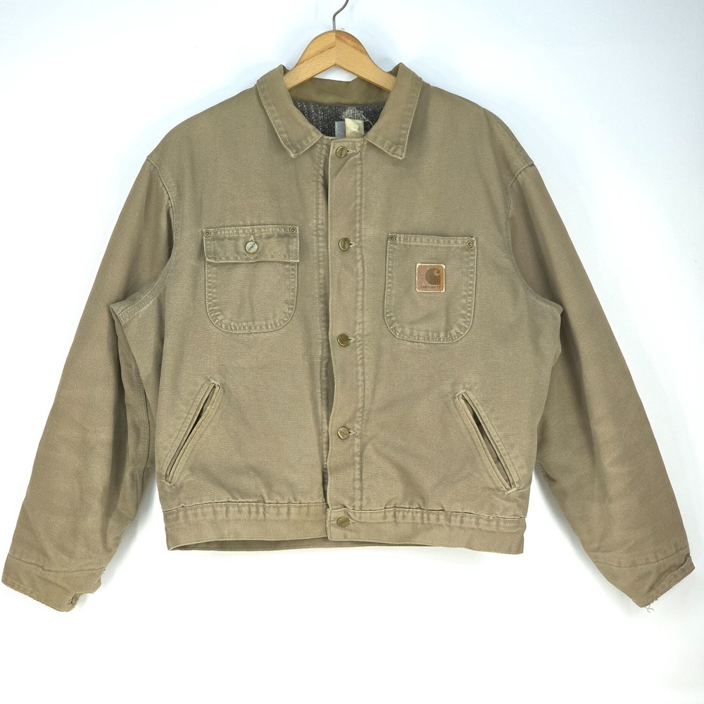 Vintage Carhartt‎ JP1021 Large Aztec Pile Lined Detroit Chore Jacket Duck Canvas